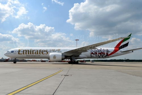 HSV-Boeing von Emirates am Flughafen vorgestellt am 11. Mai 2016 (© MSSP)