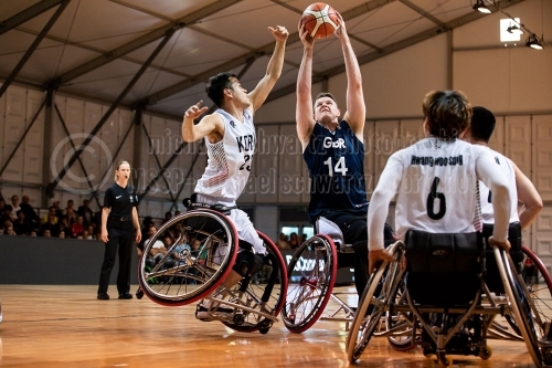 Sued Korea - Grossbritanien bei der Rollstuhlbasketball-WM 2018 in Hamburg am 17.08.2018 (© MSSP)